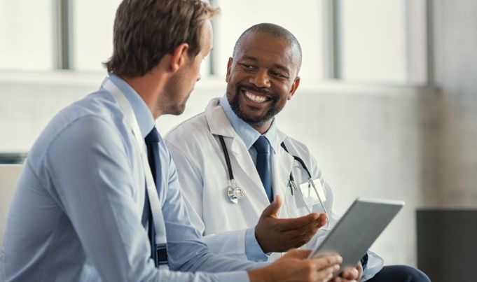 Patient talking to doctor